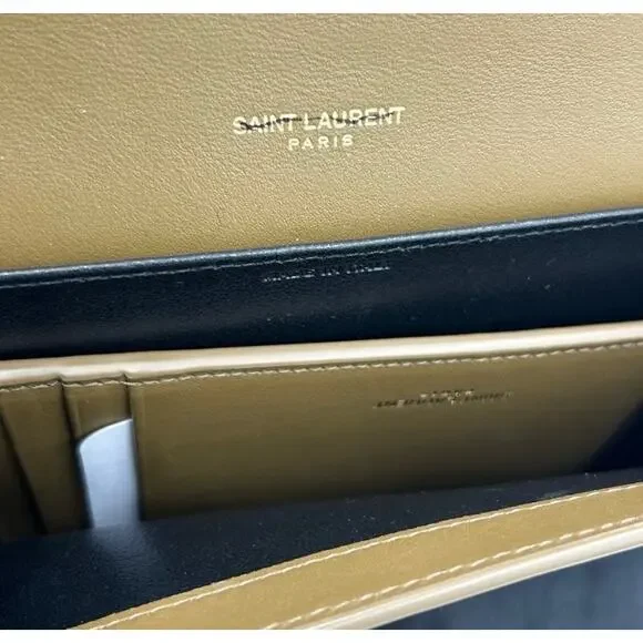 Saint Laurent Ysl Tan Leather Clutch/chain wallet made in Italy - Picture 7 of 11
